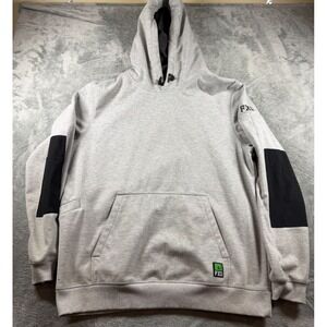 FXD Hoodie Mens XL Gray Pullover Workwear Sweatshirt Black Elbow Patches
